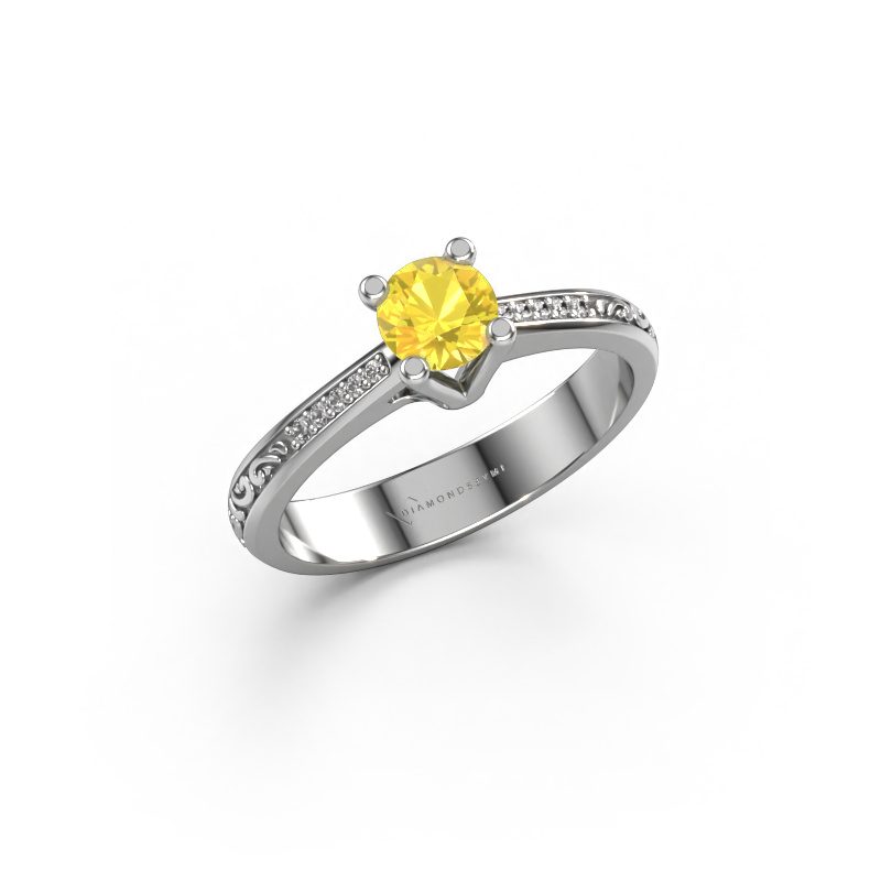 Image of Engagement ring Mei 950 platinum Yellow sapphire 4.7 mm
