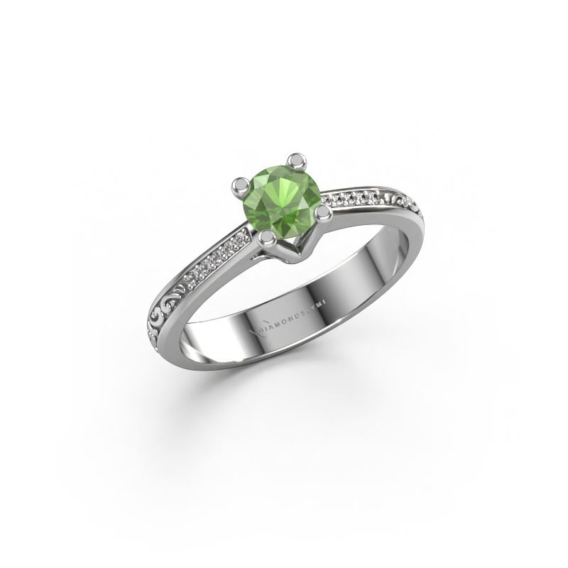 Image of Engagement ring Mei 950 platinum Tourmaline green 4.7 mm