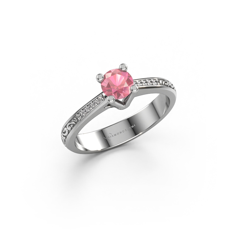 Image of Engagement ring Mei 950 platinum Tourmaline pink 4.7 mm