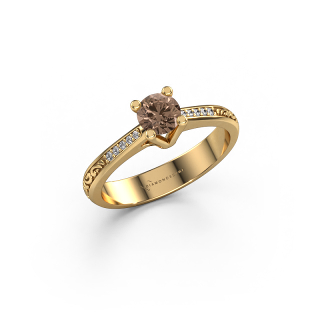 Afbeelding van Verlovingsring Mei 585 goud Bruine diamant 0.449 crt