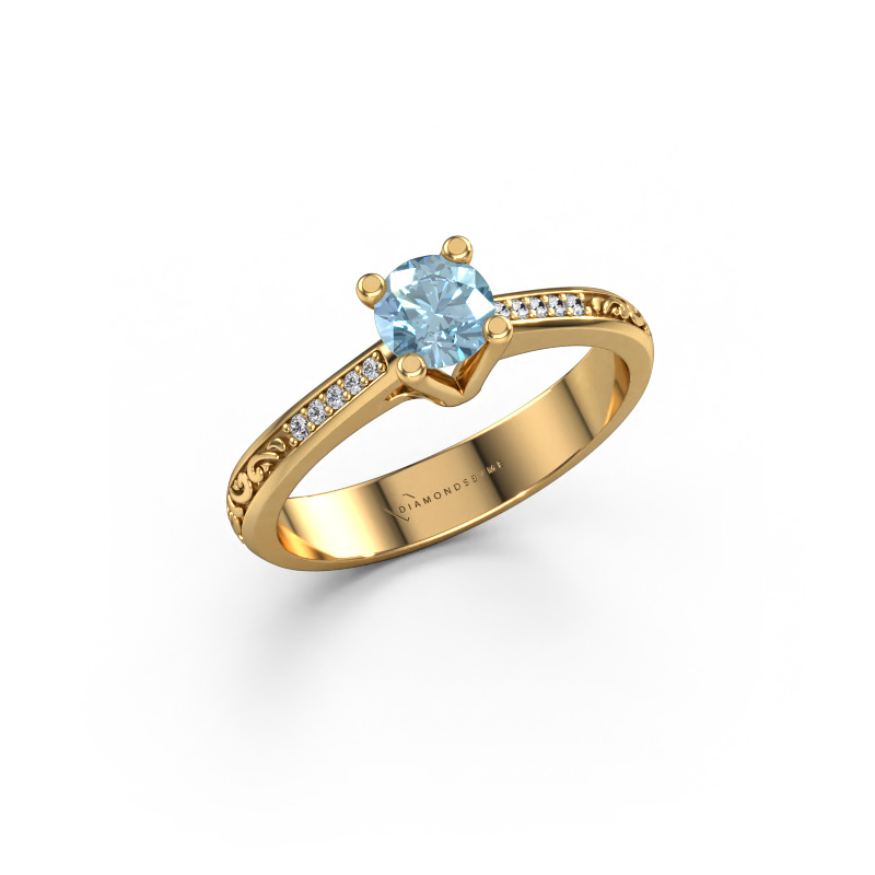 Image of Engagement ring Mei 585 gold Blue lab grown diamond 4.7 mm