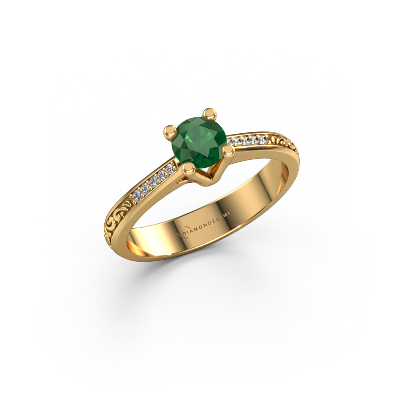 Image of Engagement ring Mei 585 gold Emerald 4.7 mm