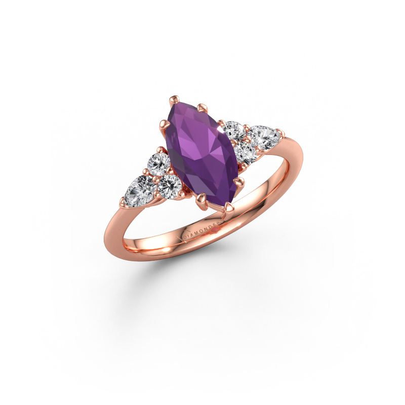 Immagine di Anello di fidanzamento Melani MRQ 585 oro rosa Ametista 11x5.5 mm