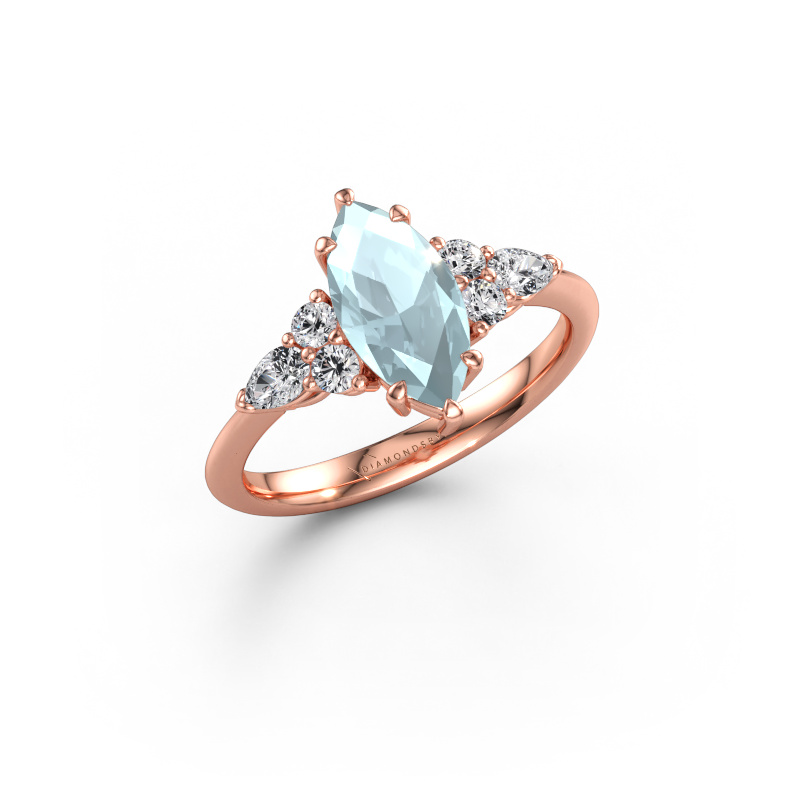 Bild av Förlovningsring Melani MRQ 585 roséguld Akvamarin 11x5.5 mm