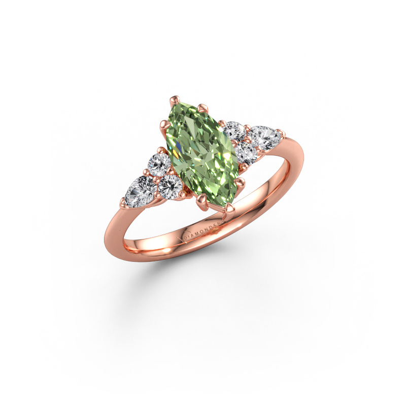 Immagine di Anello di fidanzamento Melani MRQ 585 oro rosa Diamante lab grown verde 11x5.5 mm