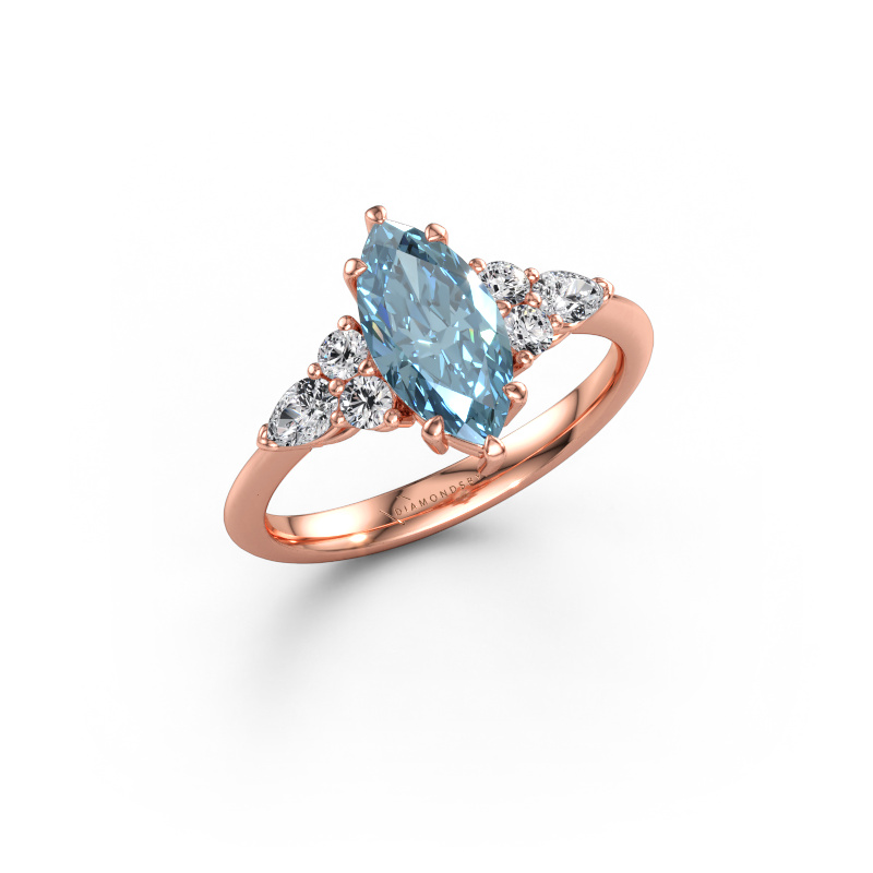 Bild av Förlovningsring Melani MRQ 585 roséguld Blå labbodlad diamant 11x5.5 mm