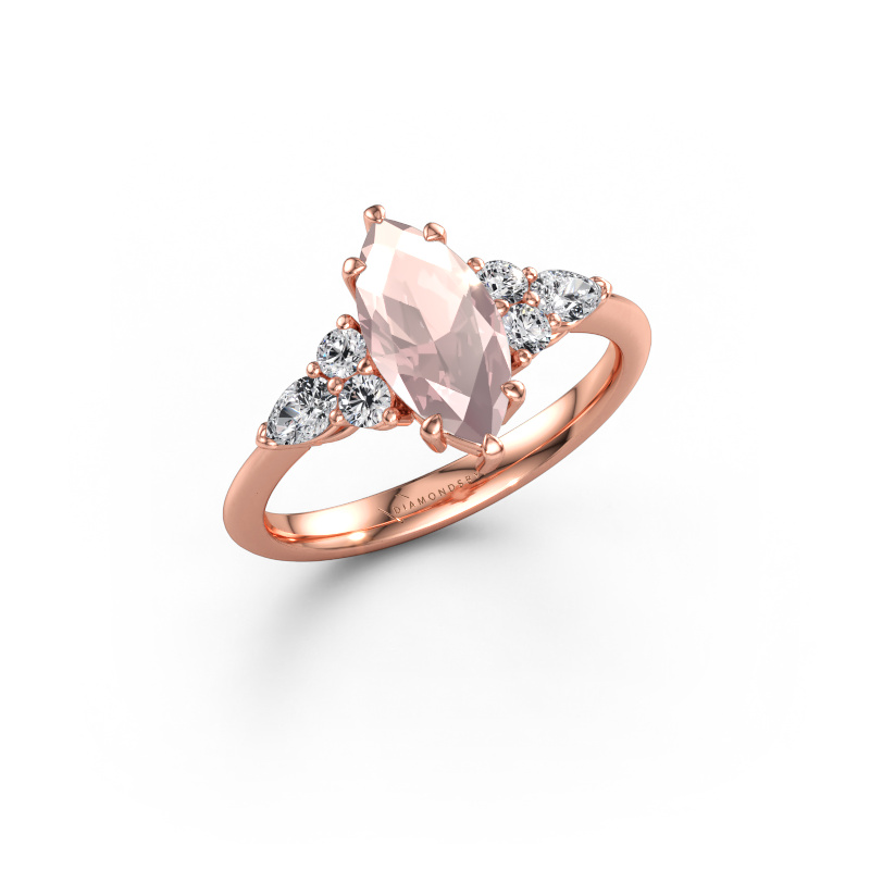 Immagine di Anello di fidanzamento Melani MRQ 585 oro rosa Morganite champagne 11x5.5 mm