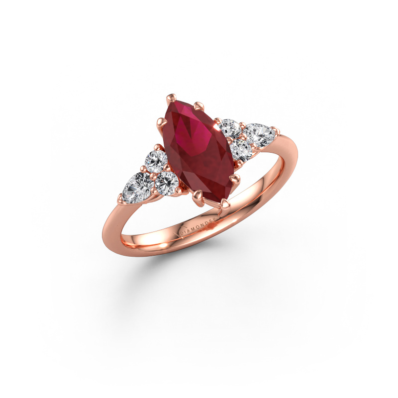 Bild av Förlovningsring Melani MRQ 585 roséguld Rubin 11x5.5 mm