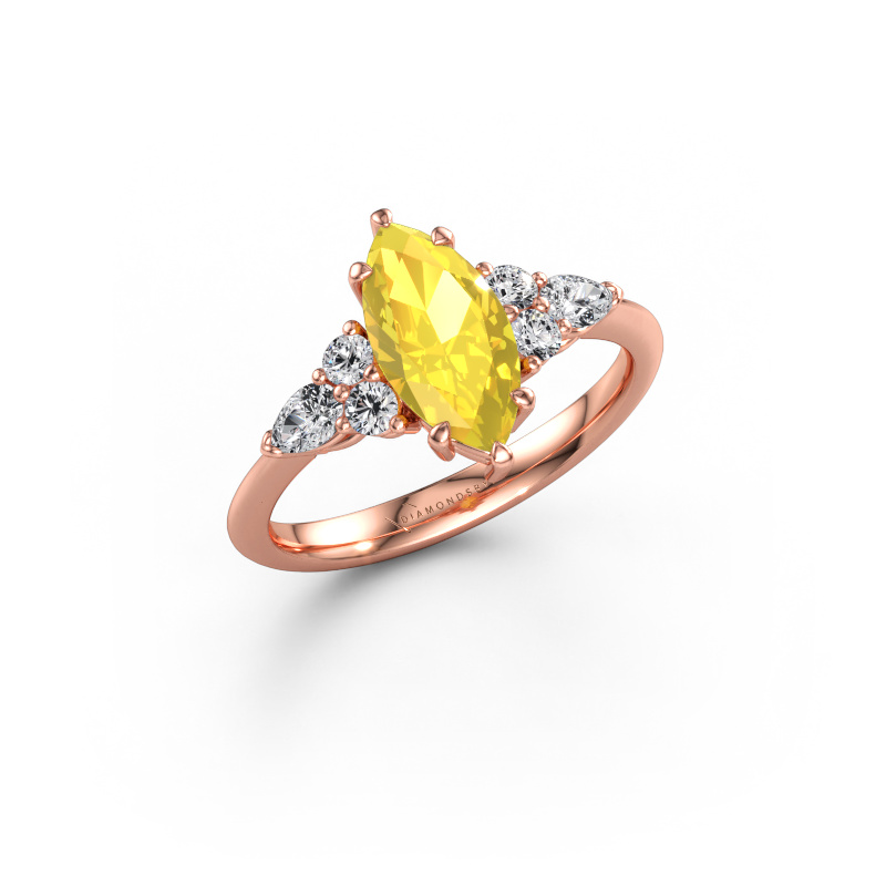 Image of Engagement ring Melani MRQ 585 rose gold Yellow sapphire 11x5.5 mm