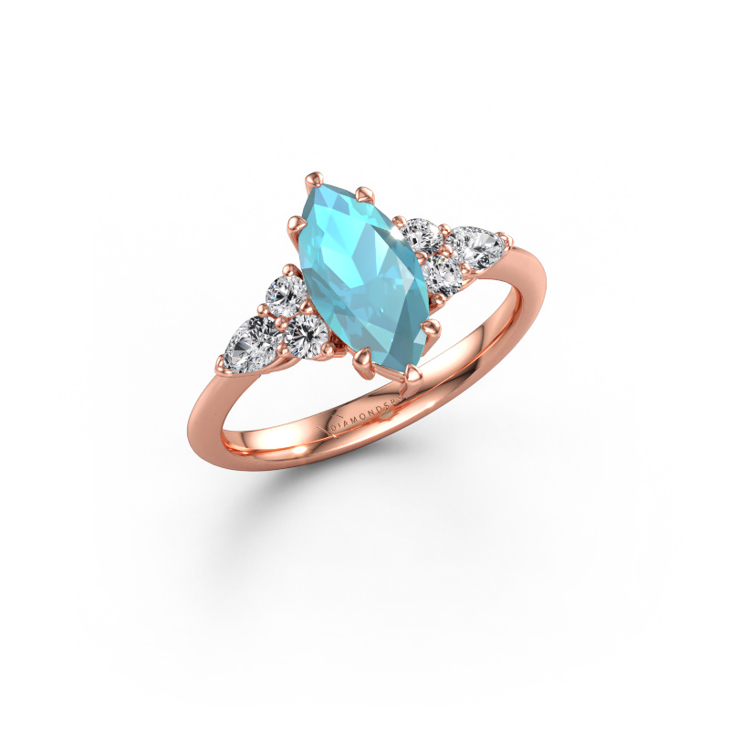 Immagine di Anello di fidanzamento Melani MRQ 585 oro rosa Topazio blu 11x5.5 mm