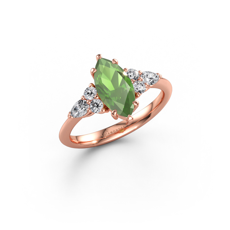 Immagine di Anello di fidanzamento Melani MRQ 585 oro rosa Tormalina verde 11x5.5 mm