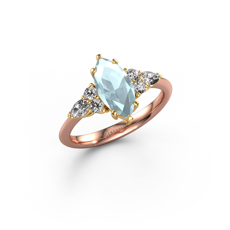 Image of Engagement ring Melani MRQ 585 rose gold Aquamarine 11x5.5 mm