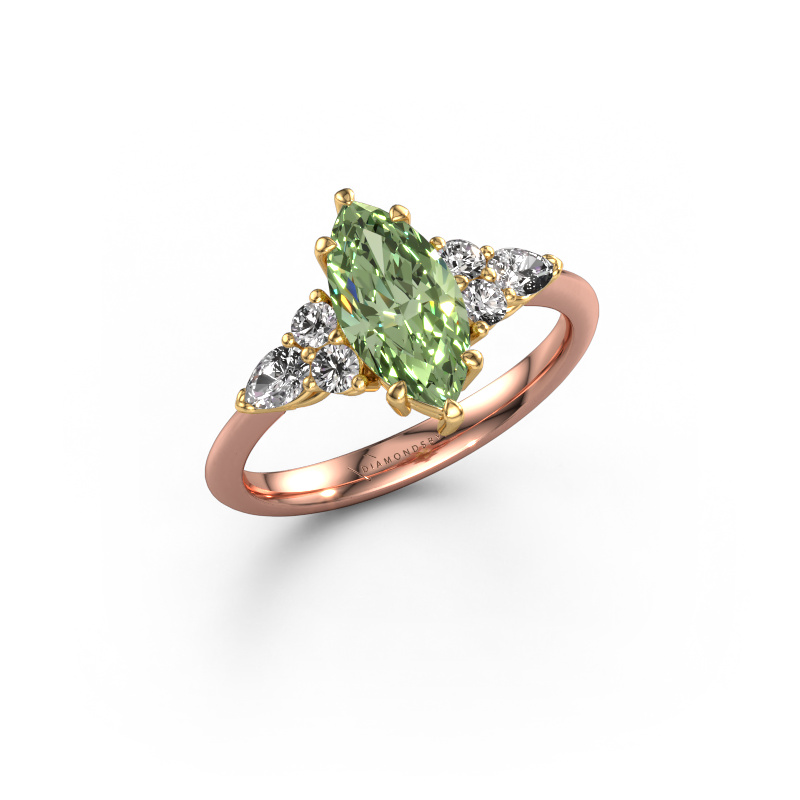 Image of Engagement ring Melani MRQ 585 rose gold Green lab grown diamond 11x5.5 mm