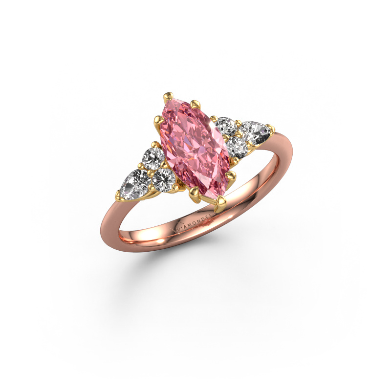 Image de Bague de fiançailles Melani MRQ 585 or rose Diamant synthétique roze 11x5.5 mm