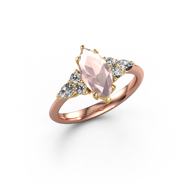 Image of Engagement ring Melani MRQ 585 rose gold Morganite champagne 11x5.5 mm