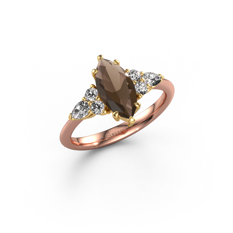 Image of Engagement ring Melani MRQ 585 rose gold Smokey quartz 11x5.5 mm