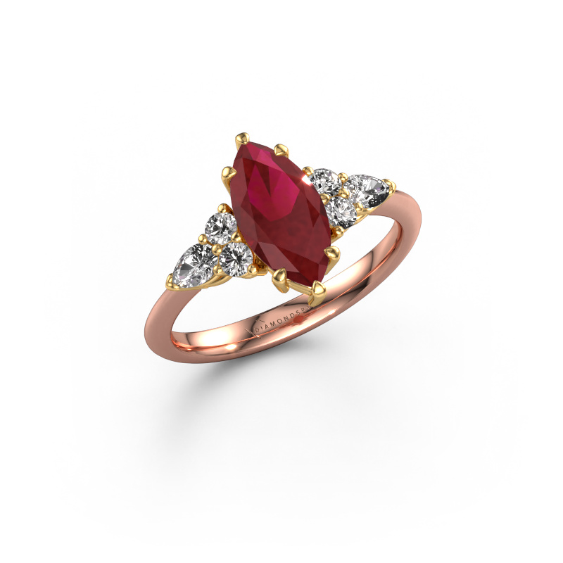 Image de Bague de fiançailles Melani MRQ 585 or rose Rubis 11x5.5 mm