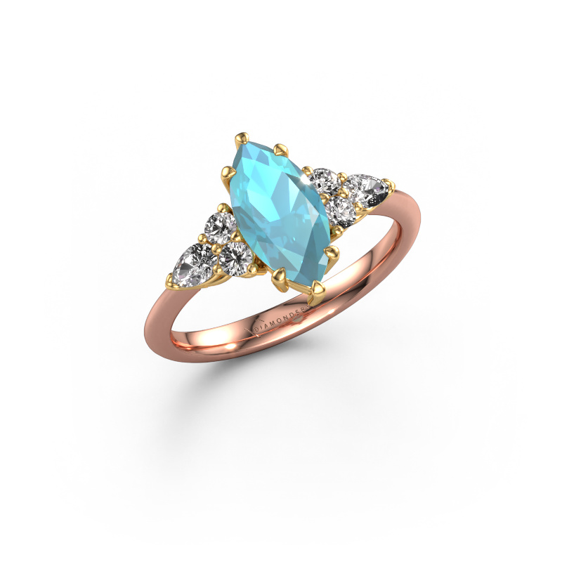 Image of Engagement ring Melani MRQ 585 rose gold Blue topaz 11x5.5 mm