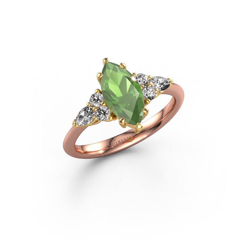 Image of Engagement ring Melani MRQ 585 rose gold Tourmaline green 11x5.5 mm