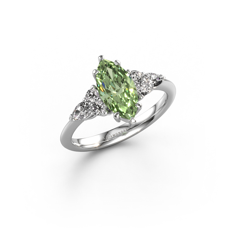 Image of Engagement ring Melani MRQ 950 platinum Green lab grown diamond 11x5.5 mm