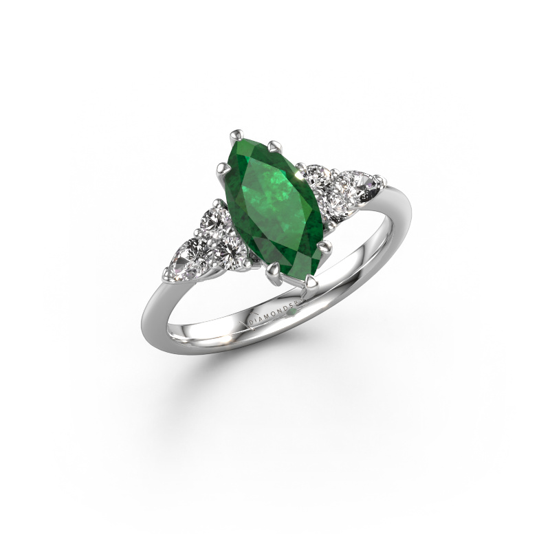 Image of Engagement ring Melani MRQ 950 platinum Emerald 11x5.5 mm