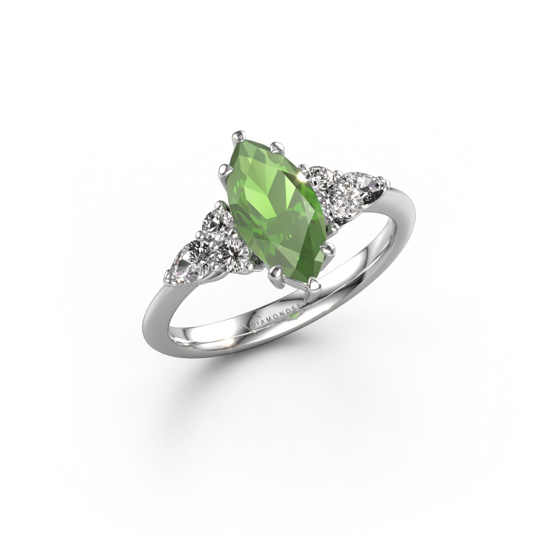 Bild von Verlobungsring Melani MRQ 950 Platin Turmalin grün 11x5.5 mm