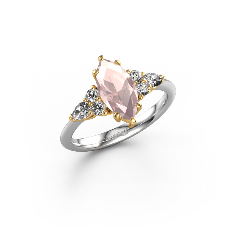 Image of Engagement ring Melani MRQ 585 white gold Morganite champagne 11x5.5 mm