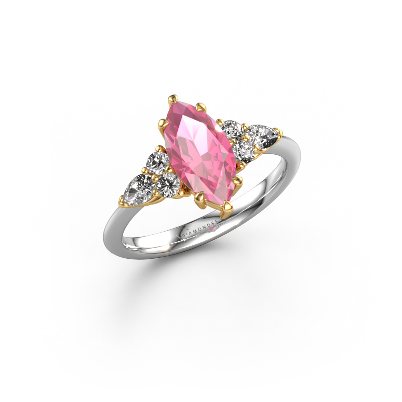 Image of Engagement ring Melani MRQ 585 white gold Pink sapphire 11x5.5 mm