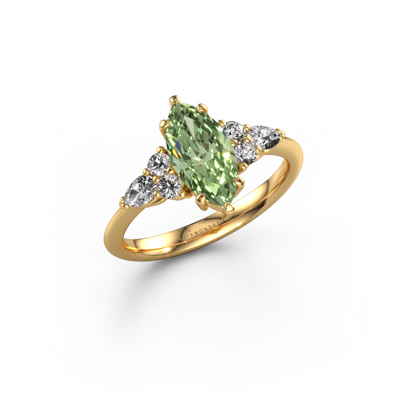 Image de Bague de fiançailles Melani MRQ 585 or jaune Diamants synthétiques vert 11x5.5 mm