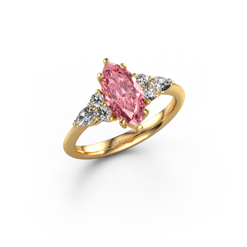 Image de Bague de fiançailles Melani MRQ 585 or jaune Diamant synthétique roze 11x5.5 mm