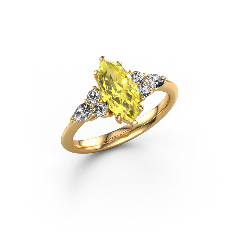 Image de Bague de fiançailles Melani MRQ 585 or jaune Diamants synthétiques jaune 11x5.5 mm