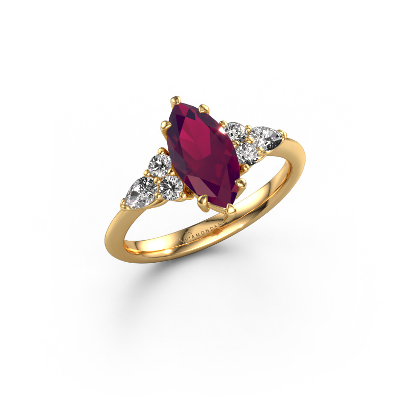 Image of Engagement ring Melani MRQ 585 gold Rhodolite 11x5.5 mm