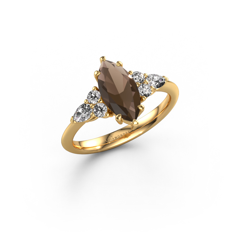 Image of Engagement ring Melani MRQ 585 gold Smokey quartz 11x5.5 mm