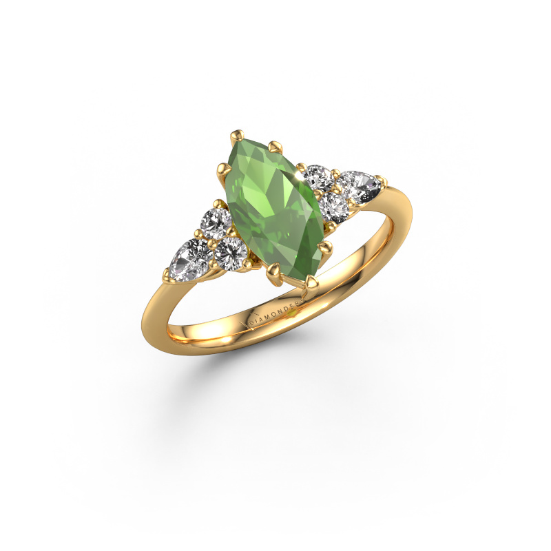 Image of Engagement ring Melani MRQ 585 gold Tourmaline green 11x5.5 mm