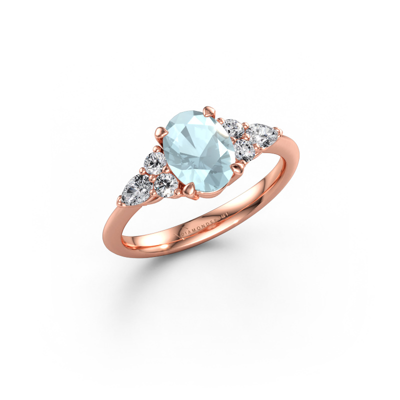 Immagine di Anello di fidanzamento Melani OVL 585 oro rosa Acquamarina 8x6 mm