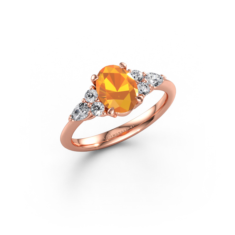 Immagine di Anello di fidanzamento Melani OVL 585 oro rosa Citrino 8x6 mm