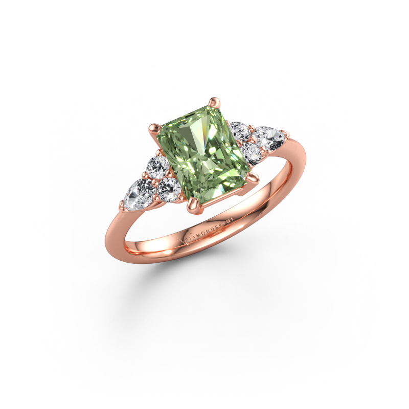 Bild av Förlovningsring Melani RAD 585 roséguld Grön labbodlad diamant 8x6 mm