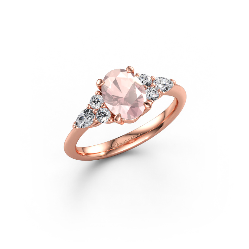 Immagine di Anello di fidanzamento Melani OVL 585 oro rosa Morganite champagne 8x6 mm