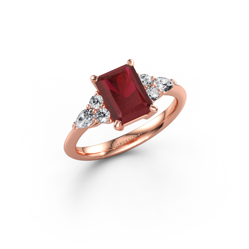 Immagine di Anello di fidanzamento Melani RAD 585 oro rosa Rubino 8x6 mm