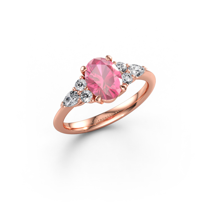 Immagine di Anello di fidanzamento Melani OVL 585 oro rosa Zaffiro rosa 8x6 mm