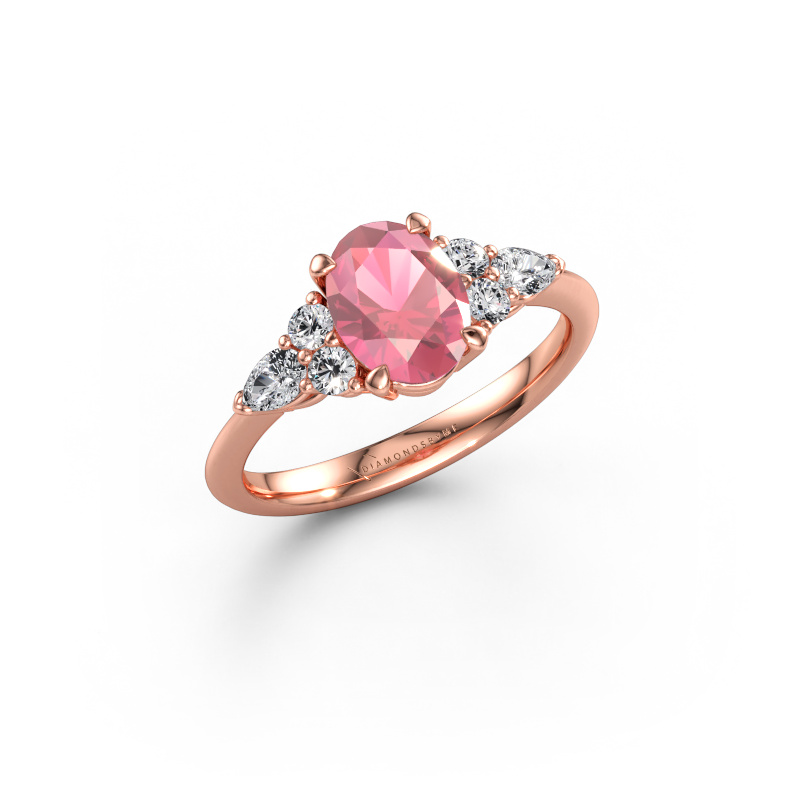 Immagine di Anello di fidanzamento Melani OVL 585 oro rosa Tormalina rosa 8x6 mm