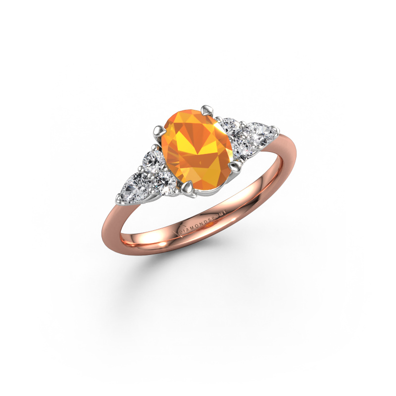 Image de Bague de fiançailles Melani OVL 585 or rose Citrine 8x6 mm