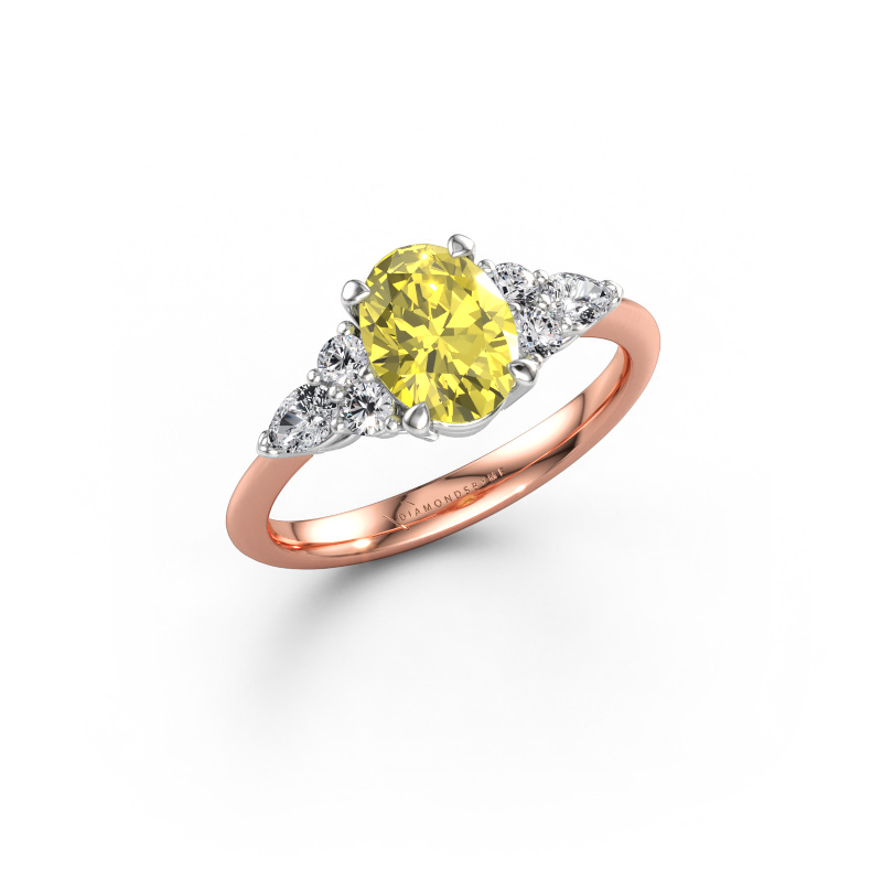 Image of Engagement ring Melani OVL 585 rose gold Yellow lab grown diamond 8x6 mm