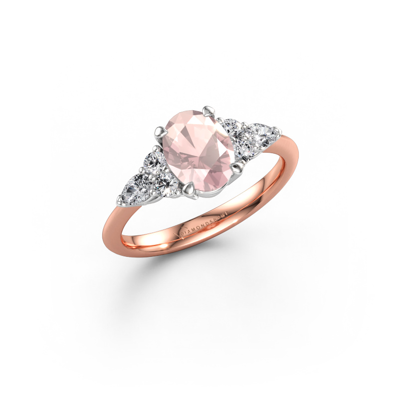 Image of Engagement ring Melani OVL 585 rose gold Morganite champagne 8x6 mm