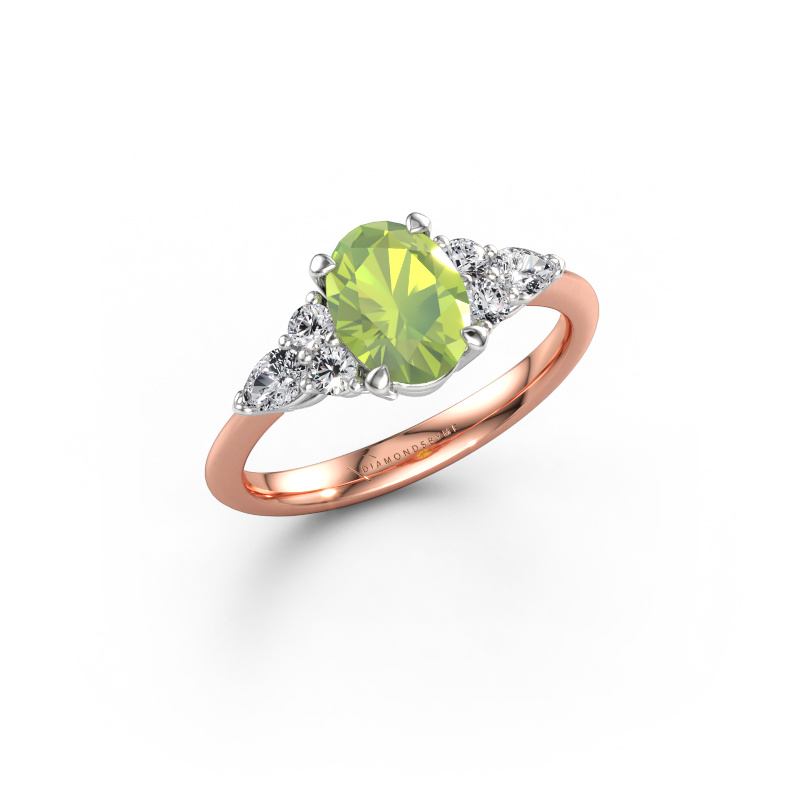 Image de Bague de fiançailles Melani OVL 585 or rose Péridot 8x6 mm