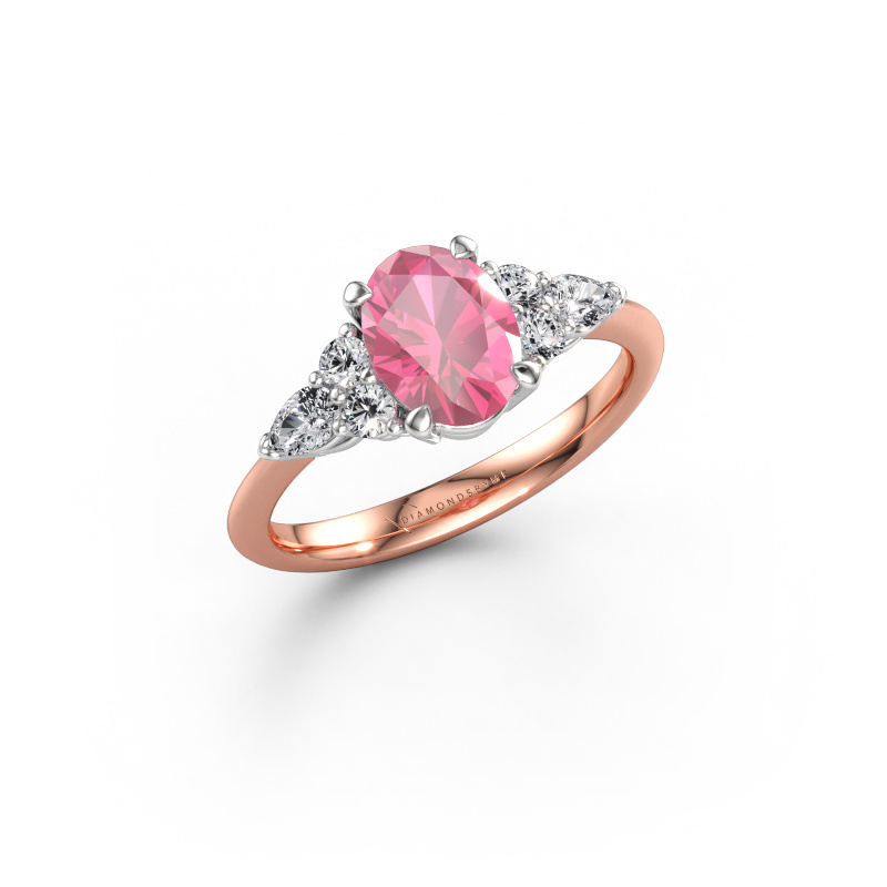 Image de Bague de fiançailles Melani OVL 585 or rose Saphir rose 8x6 mm