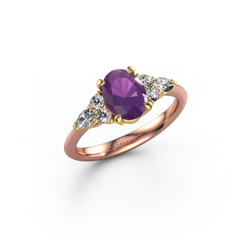 Image of Engagement ring Melani OVL 585 rose gold Amethyst 8x6 mm