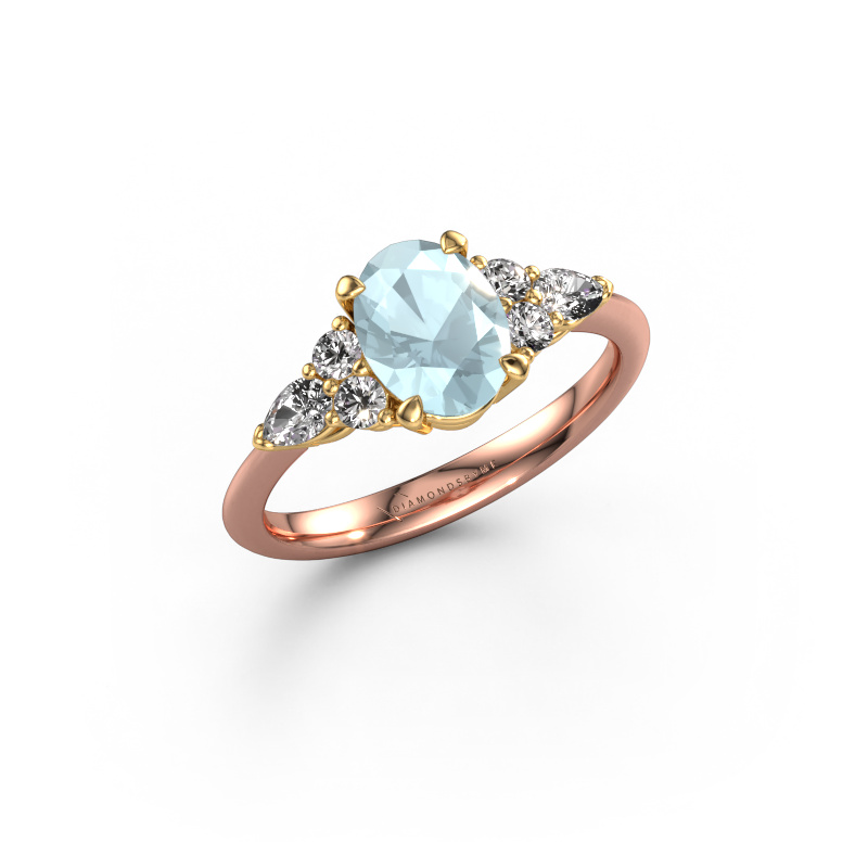 Bild von Verlobungsring Melani OVL 585 Roségold Aquamarin 8x6 mm