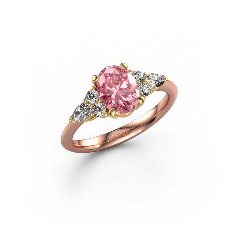 Image of Engagement ring Melani OVL 585 rose gold Pink lab grown diamond 8x6 mm