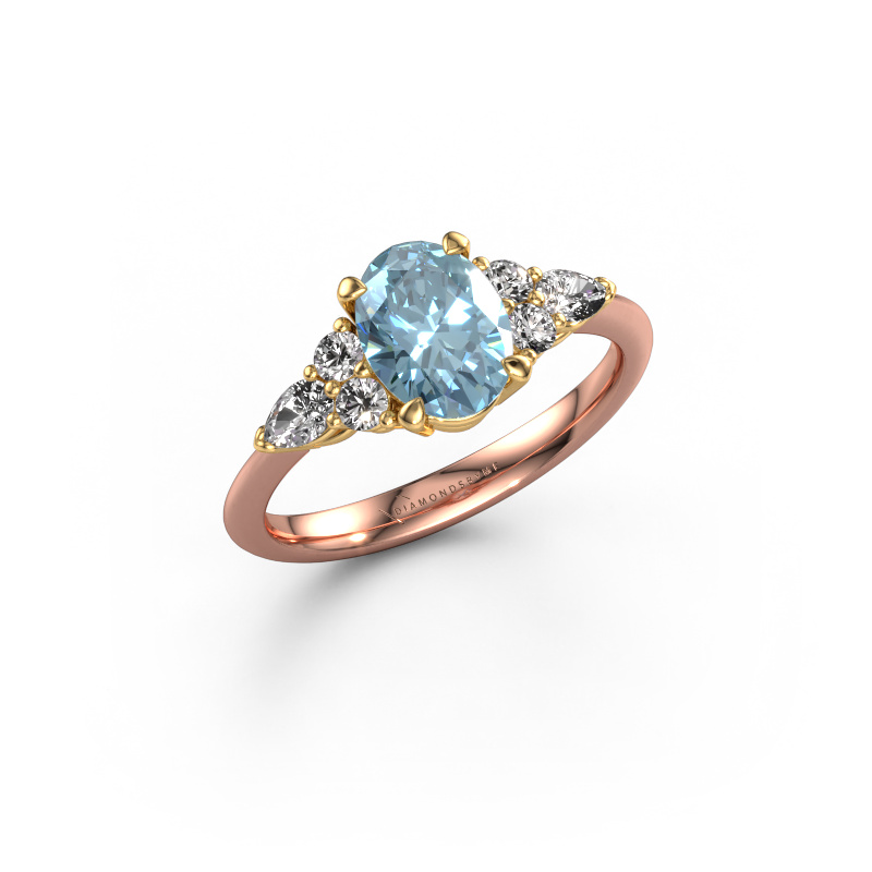 Bild von Verlobungsring Melani OVL 585 Roségold Blauer Labordiamant 8x6 mm